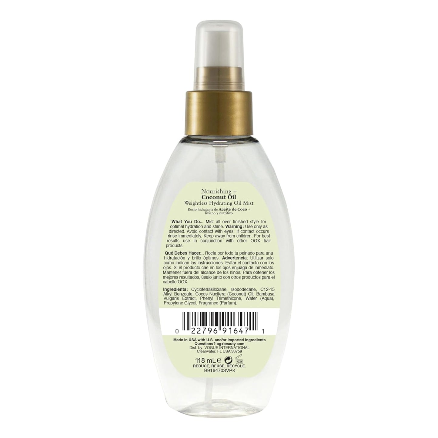 OGX - Nourishing + Coconut Oil Weightless Hydrating Oil Hair Mist | 118 mL