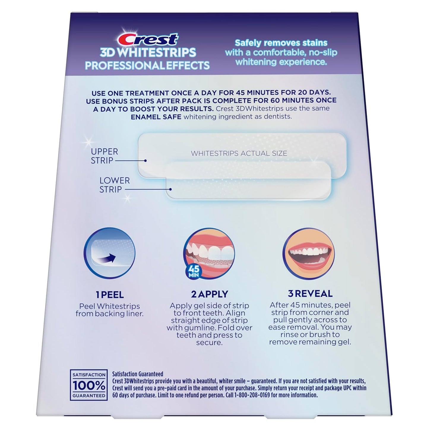 CREST 3D WHITESTRIPS PROFESSIONAL EFFECTS LEVELS 19 WHITER IN 22 DAYS