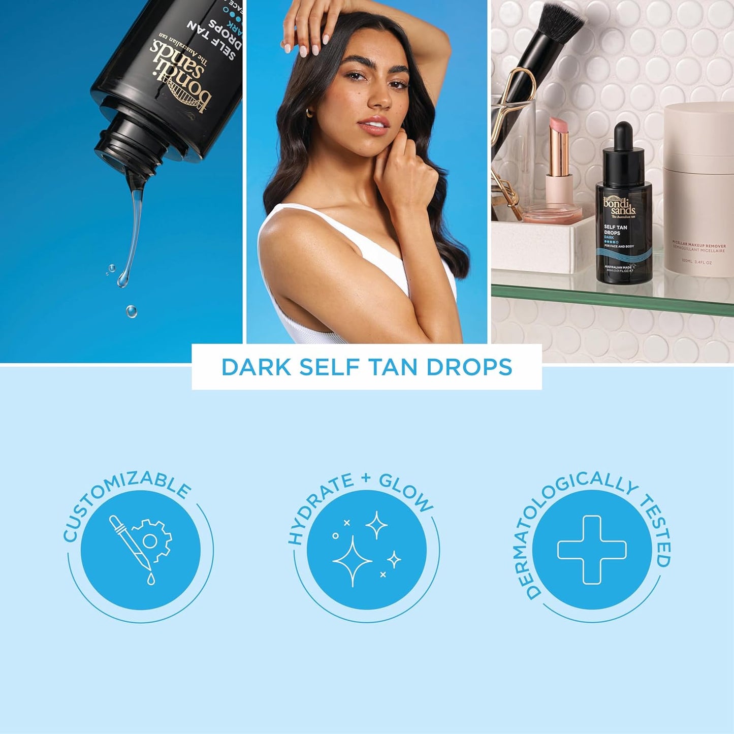 Bondi Sands - Hydrating Self Tan Drops for Face and Body | 30 mL | Dark