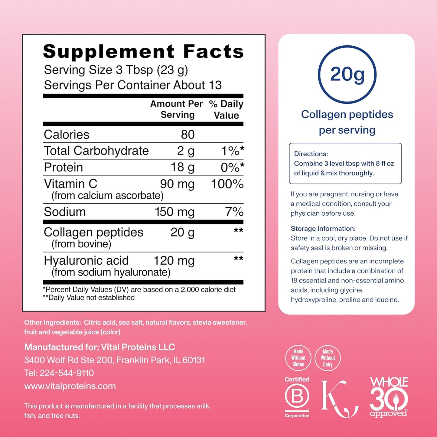Vital Proteins - Beauty Collagen Strawberry Lemon | 271 g