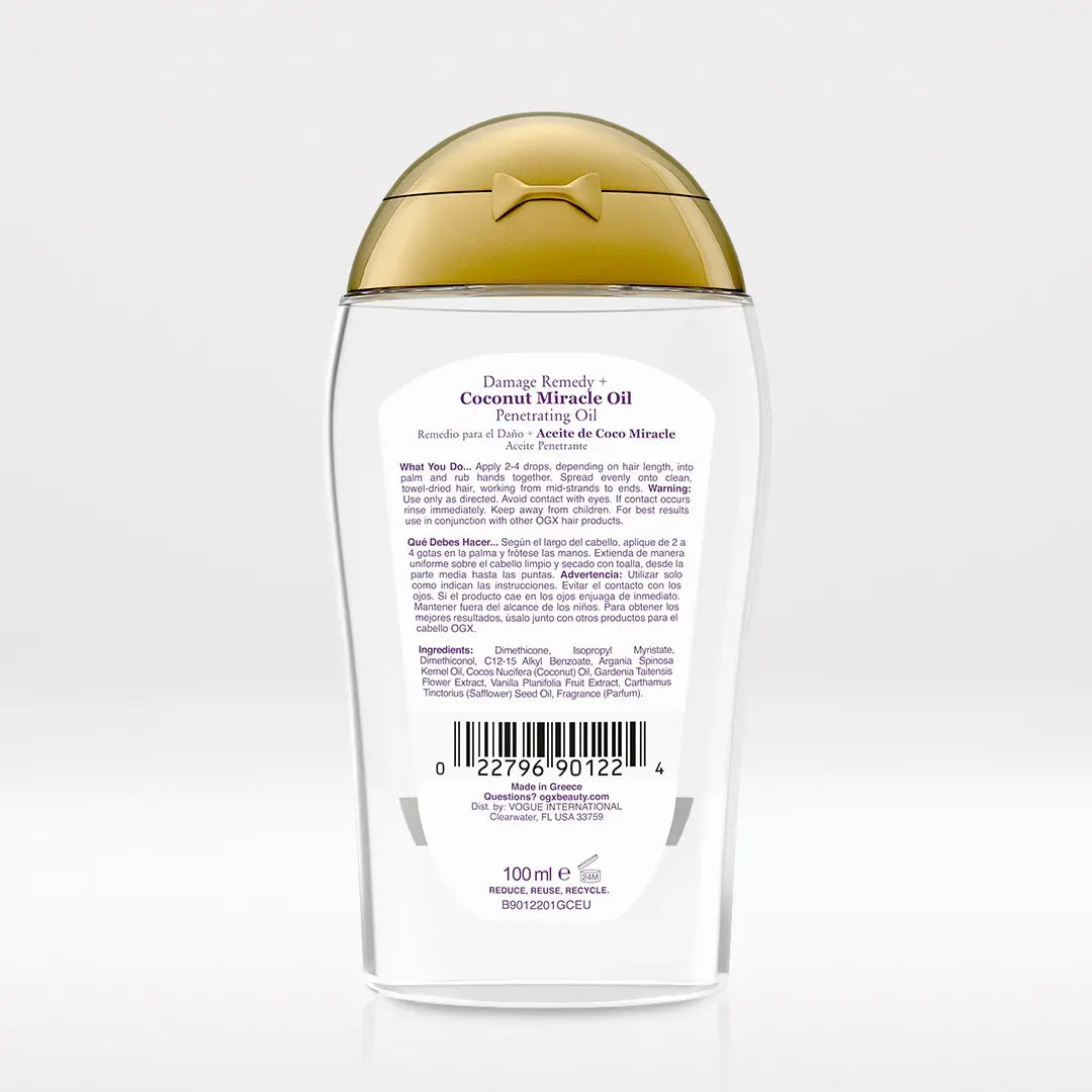 OGX -Extra Strength Damage Remedy + Coconut Miracle Oil Penetrating Hair Oil Treatment | 100 mL