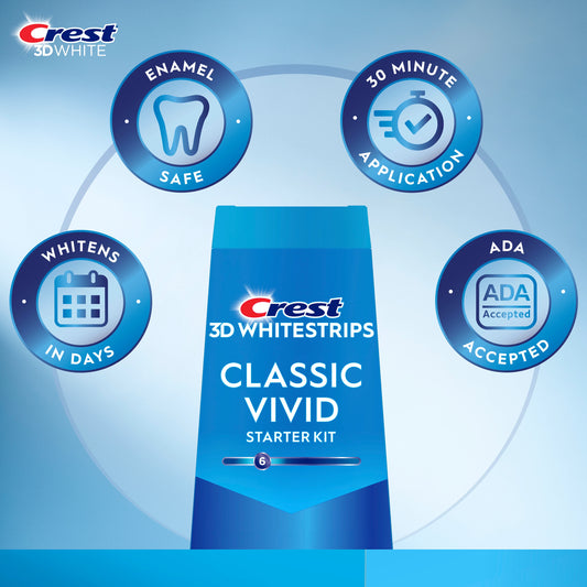 CREST 3D WHITESTRIPS VIVID WHITE 10 TREATMENTS, 6 LEVELS WHITER IN 10 DAYS