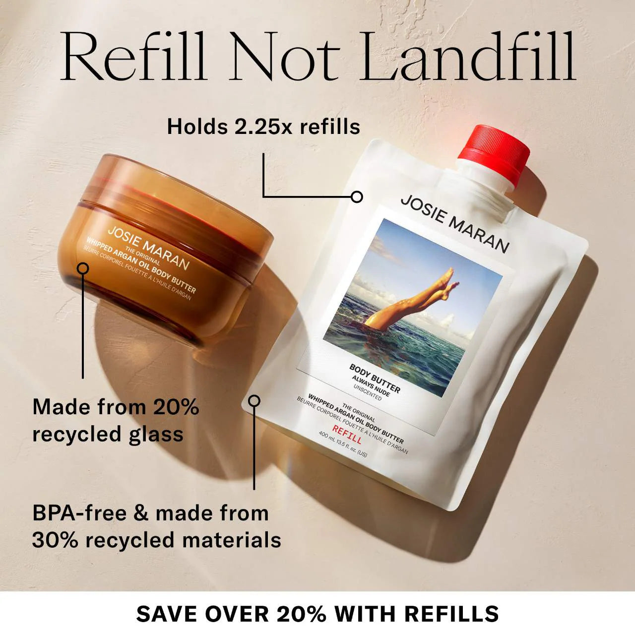 JOSIE MARAN - WHIPPED ARGAN OIL BODY BUTTER | VANILLA APRICOT