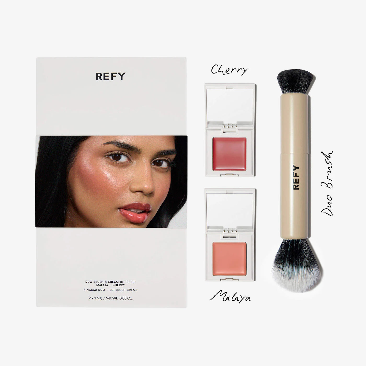 Refy - Cream Blush Duo with Duo Face Brush Gift Set