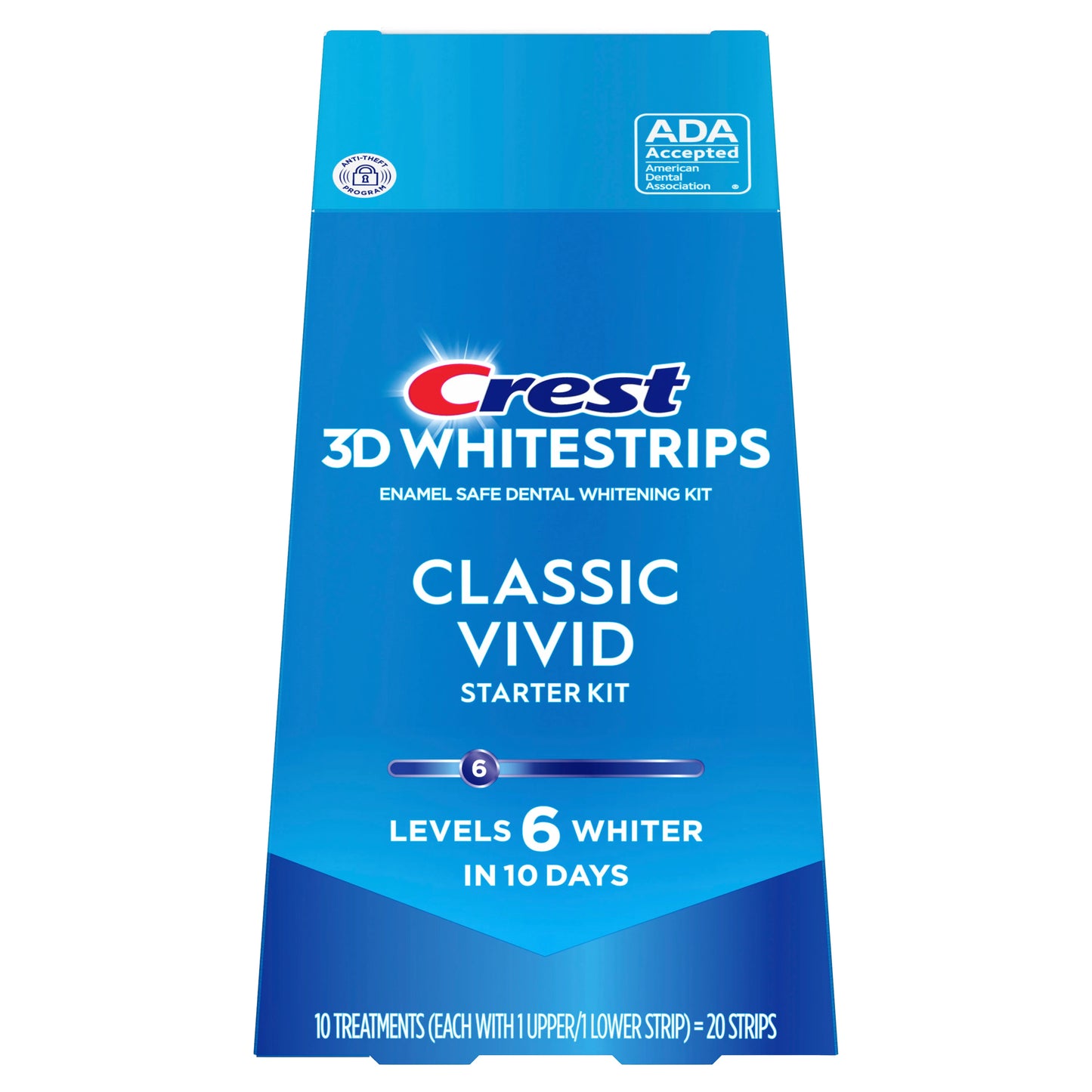 CREST 3D WHITESTRIPS VIVID WHITE 10 TREATMENTS, 6 LEVELS WHITER IN 10 DAYS