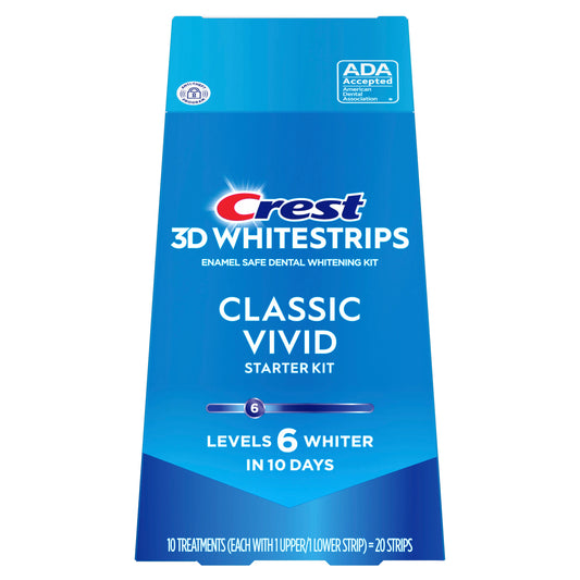 CREST 3D WHITESTRIPS VIVID WHITE 10 TREATMENTS, 6 LEVELS WHITER IN 10 DAYS