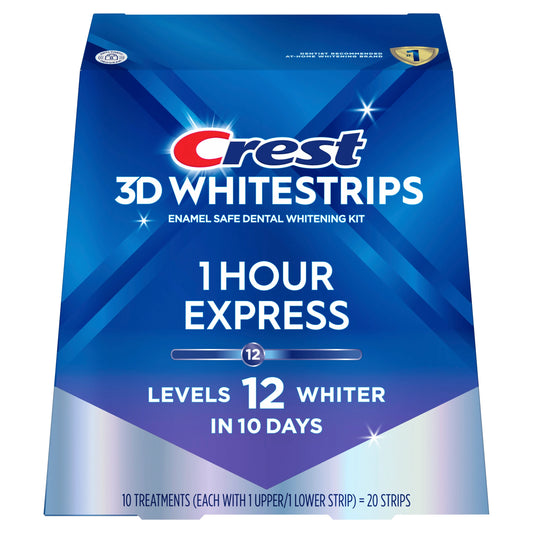 CREST 3D WHITESTRIPS 1 HOUR EXPRESS 10 TREATMENTS, 12 LEVELS WHITER