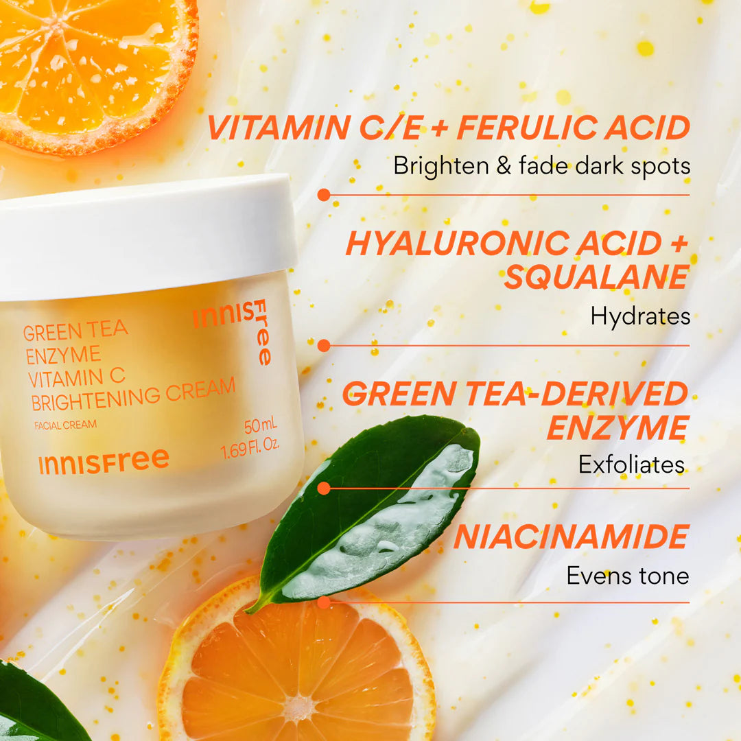 INNISFREE - GREEN TEA ENZYME VITAMIN C BRIGHTENING CREAM | 50 mL
