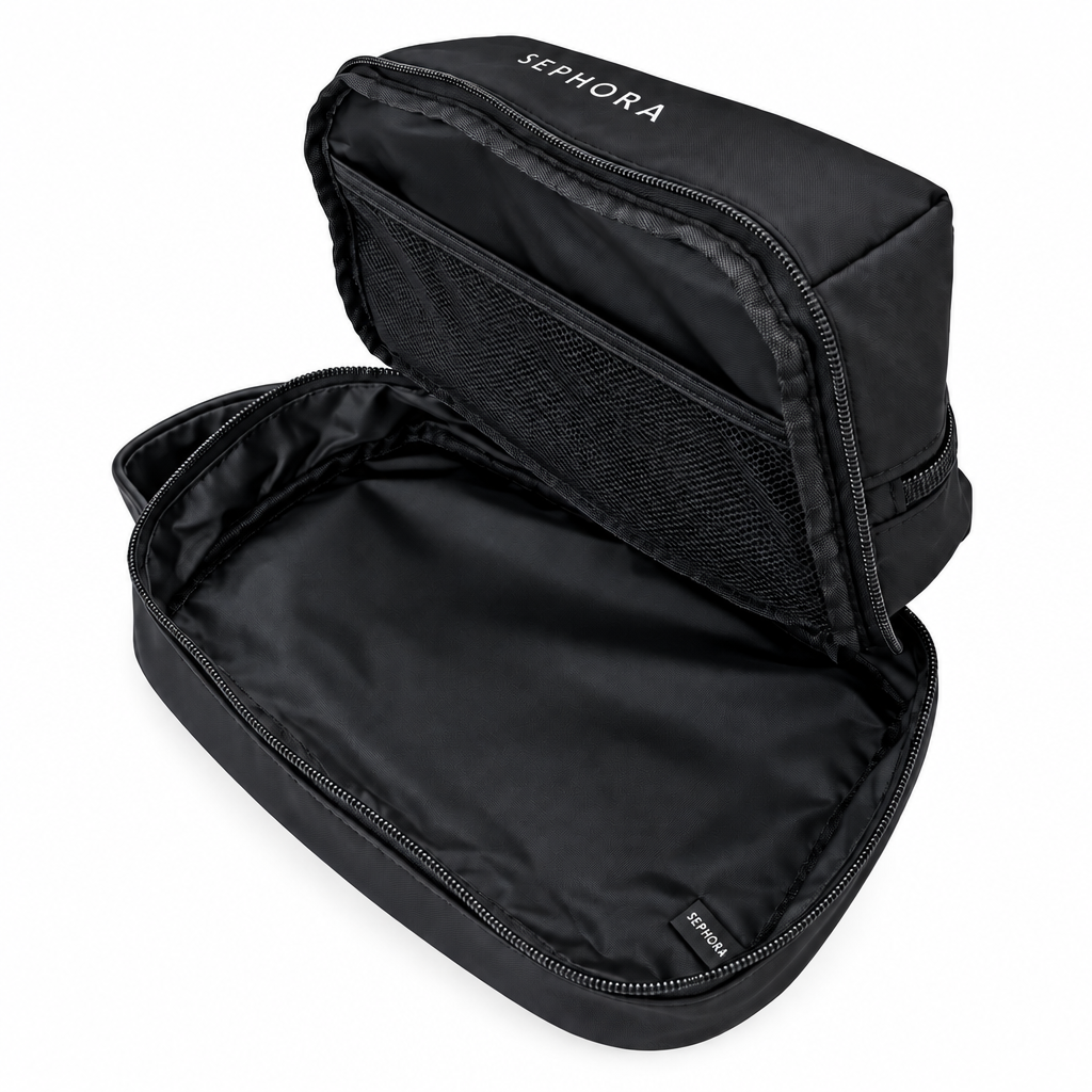 SEPHORA - Double Compartment Beauty & Makeup Black Pouch