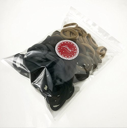 J-MEE HAIR BANDS - HAIR TIES FOR THICK HAIR (100 PCS) NEUTRAL COLORS