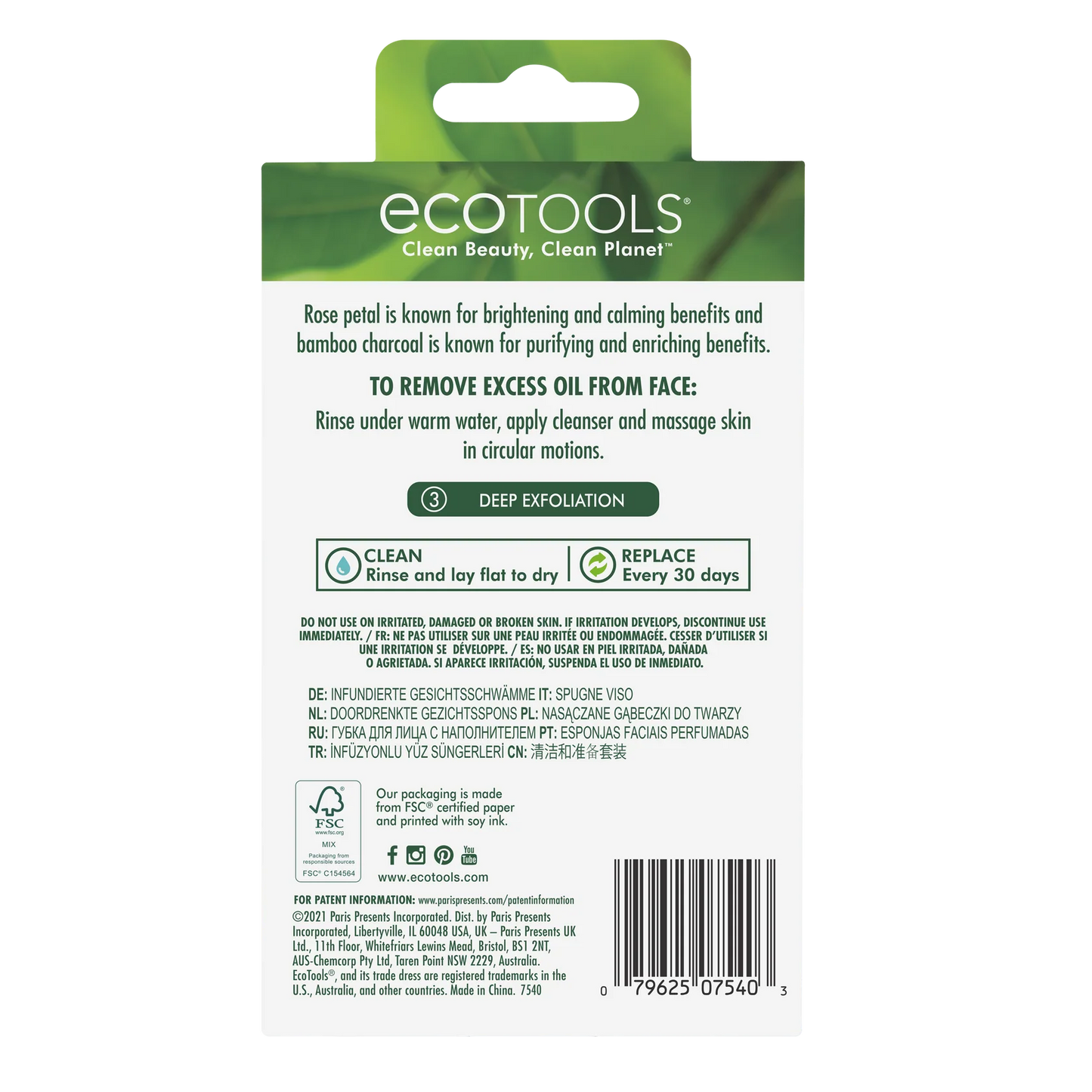 Ecotools - Bath Facial Sponges Characoal and Rose