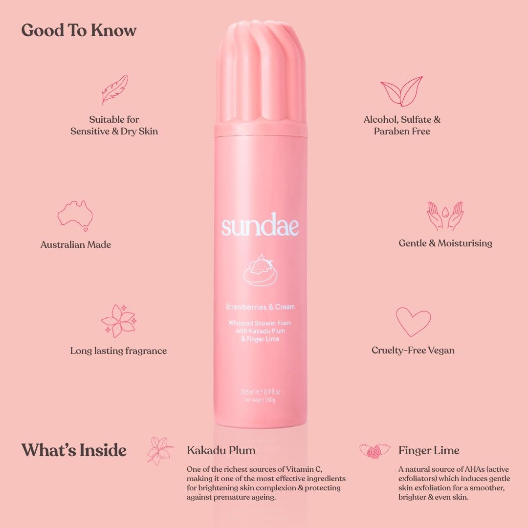 SUNDAE - WHIPPED SHOWER FOAM STRAWBERRIES & CREAM | 265 ML