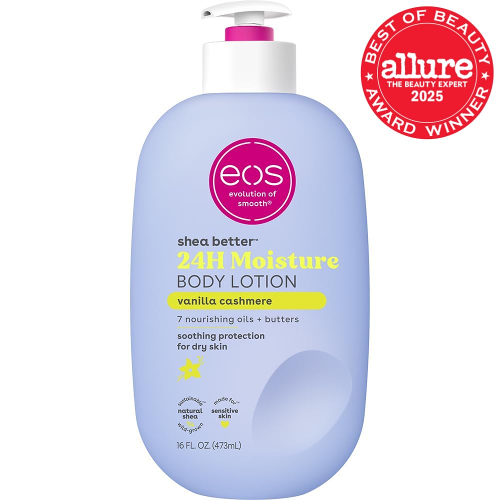 eos - shea better 24h moisture body lotion | vanilla cashmere | 473 ml
