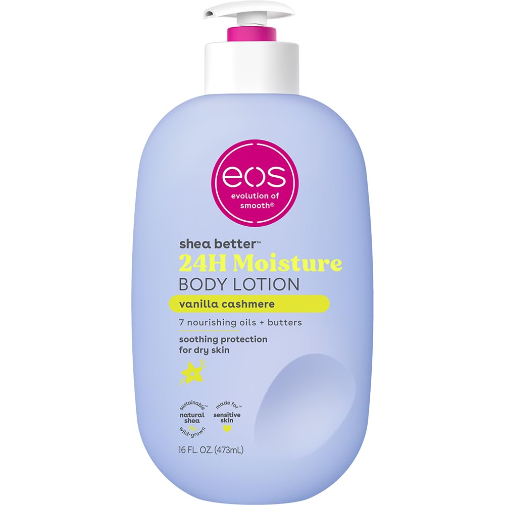 eos - shea better 24h moisture body lotion | vanilla cashmere | 473 ml