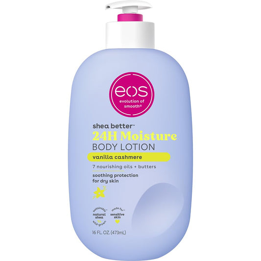 eos - shea better 24h moisture body lotion | vanilla cashmere | 473 ml