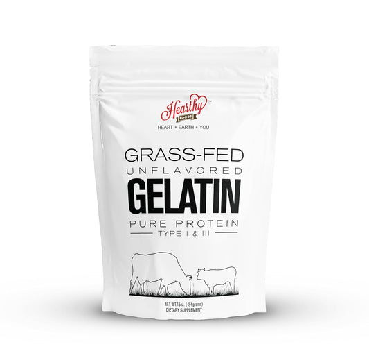 HEARTHY FOODS - GRASS-FED UNFLAVORED GELATIN PURE PROTEIN TYPE I & III