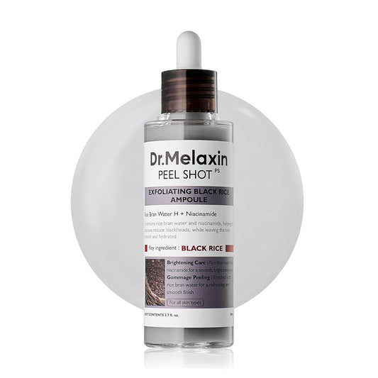 Dr.Melaxin - Peel Shot Glow Black Rice Peeling Ampoule with Rice Extract & AHA BHA | 80 mL