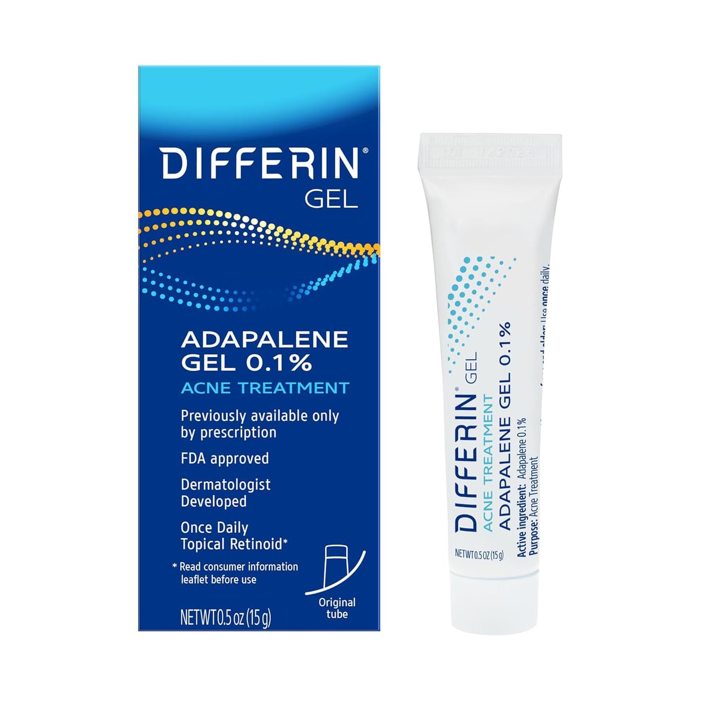 Differin - Acne Treatment Gel, 30 Day Supply, Retinoid Treatment for Face with 0.1% Adapalene | 15 g