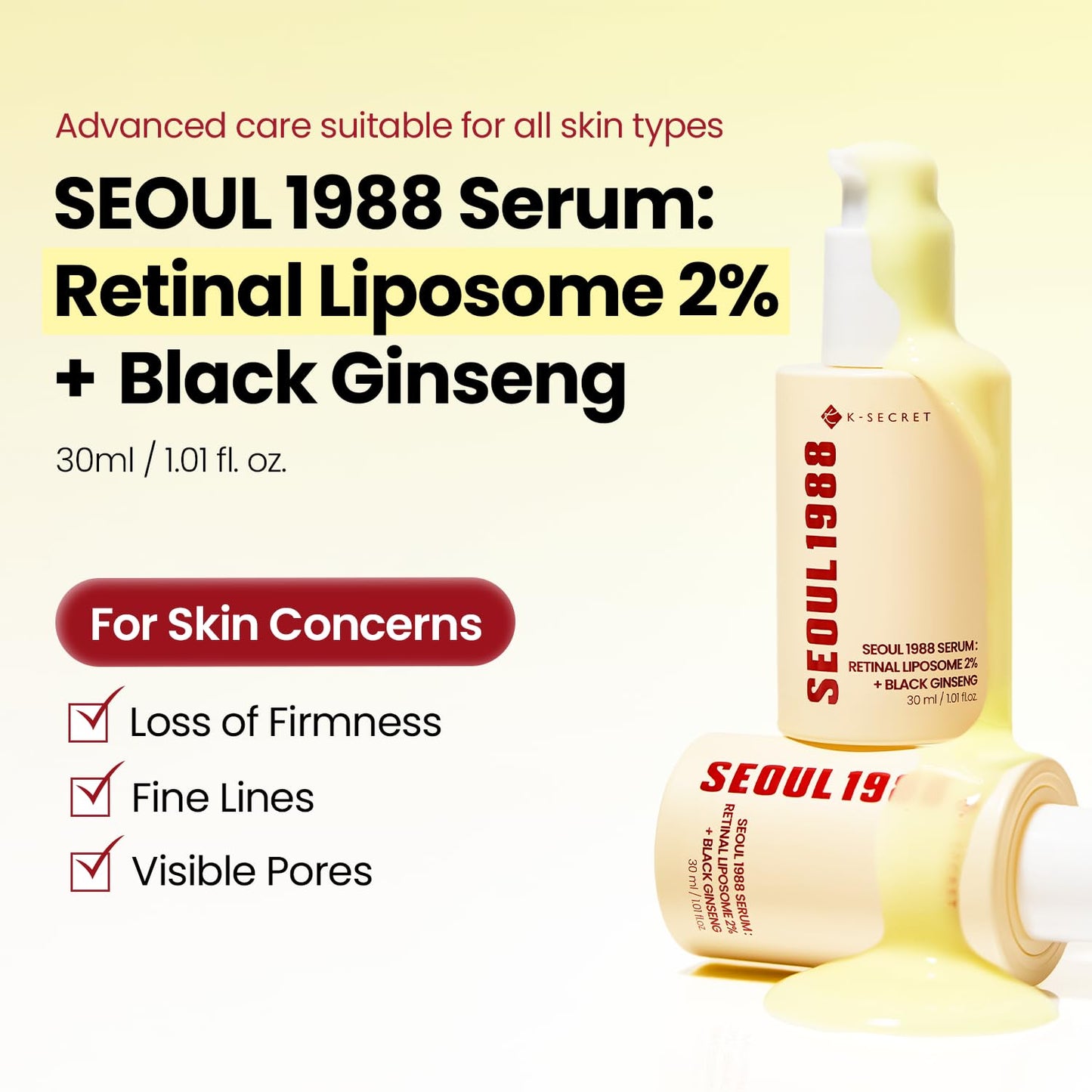 K-SECRET SEOUL 1988 - Retinal Liposome 2% + Black Ginseng Serum | 30 mL