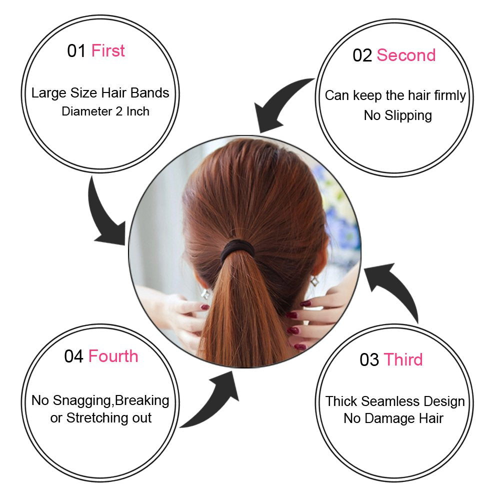 J-MEE HAIR BANDS - HAIR TIES FOR THICK HAIR (100 PCS) NEUTRAL COLORS