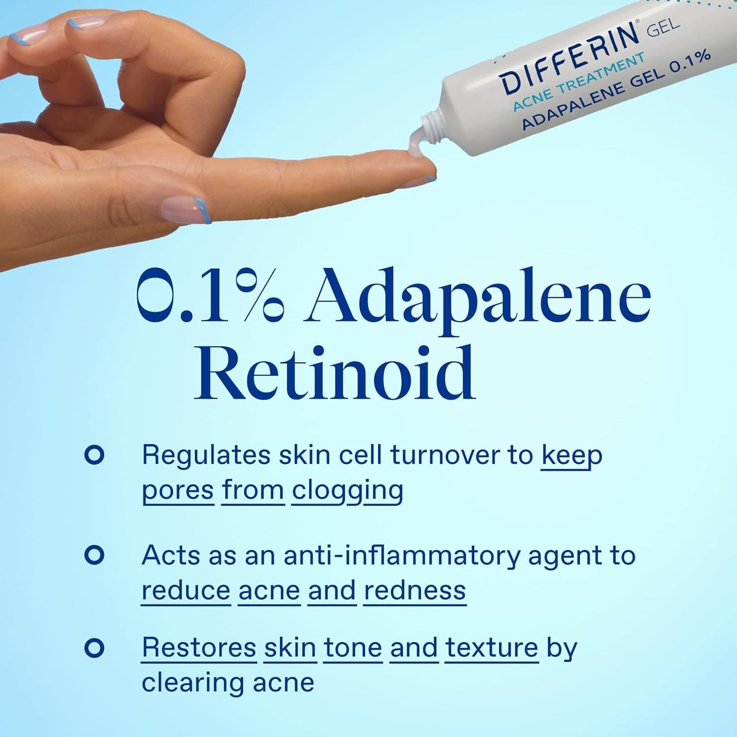 Differin - Acne Treatment Gel, 30 Day Supply, Retinoid Treatment for Face with 0.1% Adapalene | 15 g