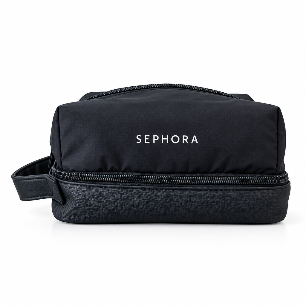 SEPHORA - Double Compartment Beauty & Makeup Black Pouch