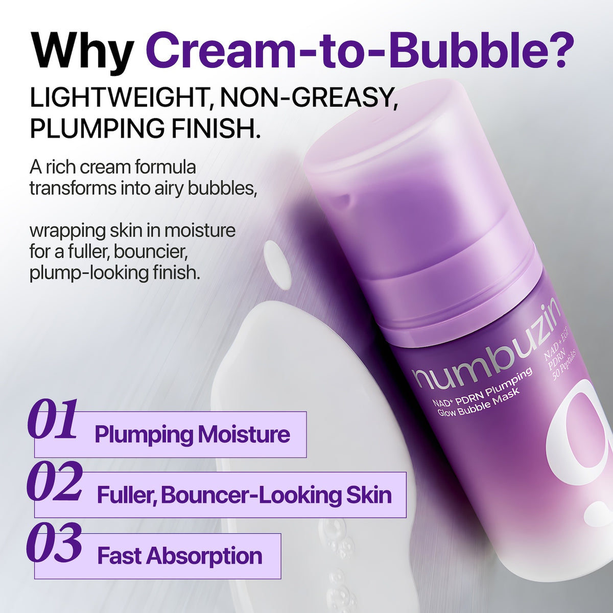NUMBUZIN - No.9 NAD+ PDRN Plumping Skin Prep Bubble Mask | 85 mL