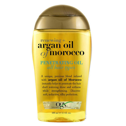 OGX - Renewing + Argan Oil of Morocco, Cold-Pressed Argan Oil for Hair Penetrating Treatment & Shine, Moisturizing & Strengthening Silky Oil for All Hair Types