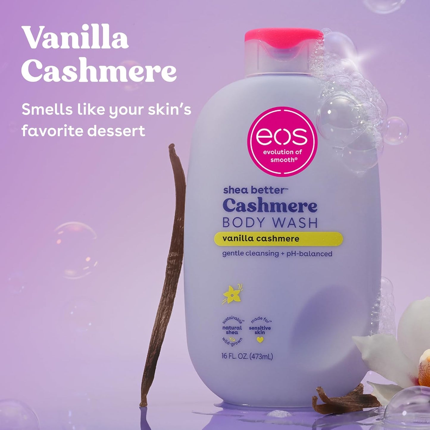 eos - shea better BODY WASH | VANILLA CASHMERE | 473 mL