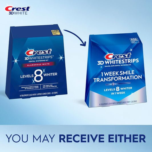 CREST 3D WHITESTRIPS 1 WEEK TRANSFORMATION 14 TREATMENTS, 8 LEVELS WHITER