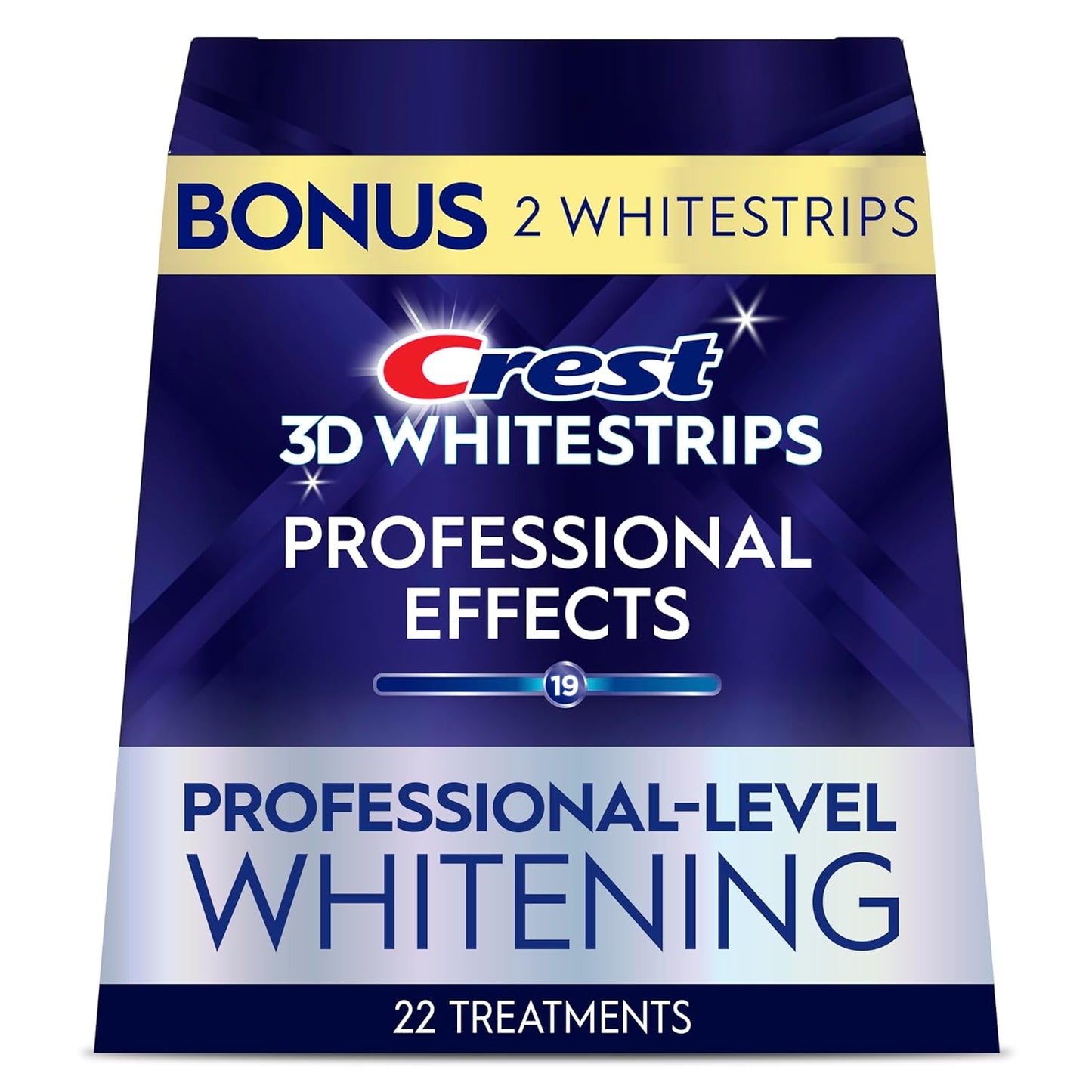 CREST 3D WHITESTRIPS PROFESSIONAL EFFECTS LEVELS 19 WHITER IN 22 DAYS