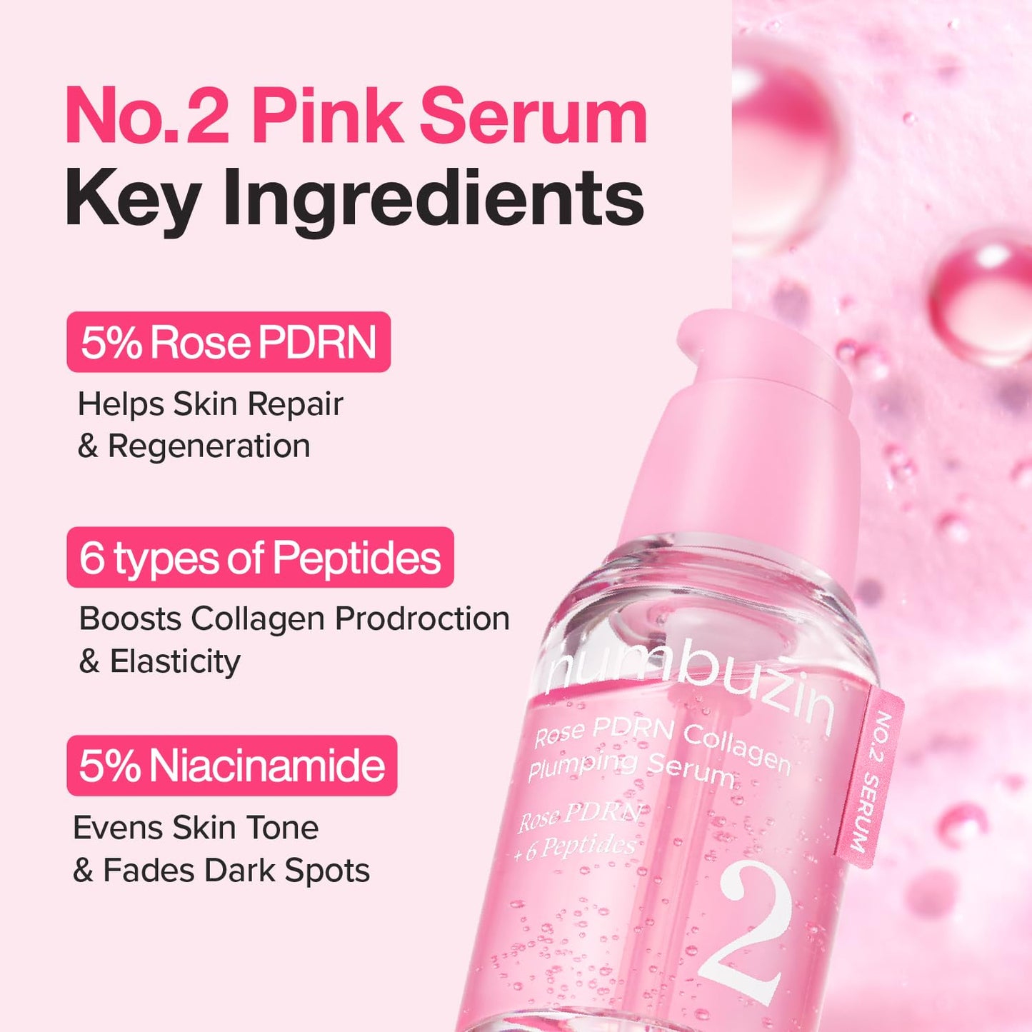 NUMBUZIN - No.2 Rose PDRN Collagen Plumping Serum | 30 mL