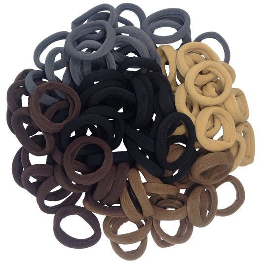 J-MEE HAIR BANDS - HAIR TIES FOR THICK HAIR (100 PCS) NEUTRAL COLORS
