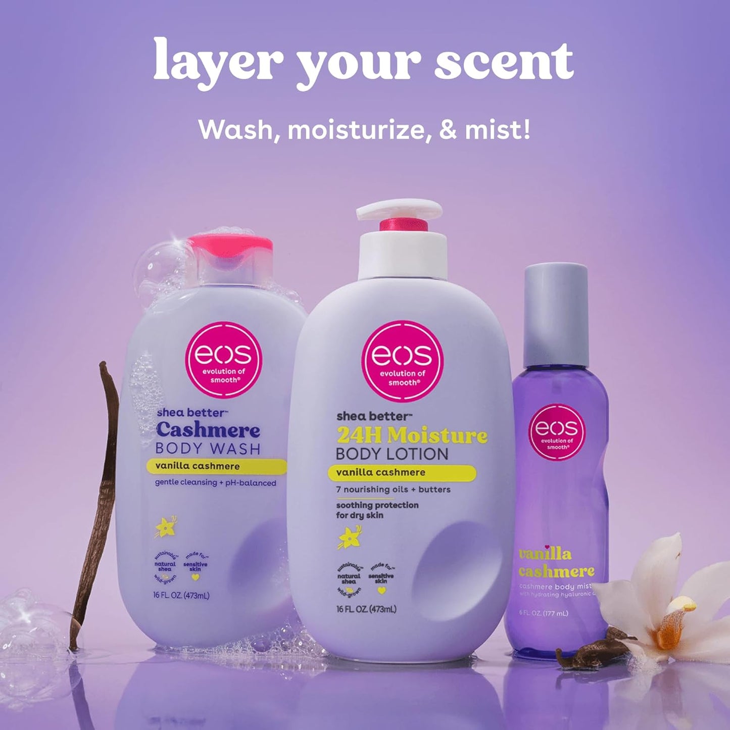 eos - shea better BODY WASH | VANILLA CASHMERE | 473 mL