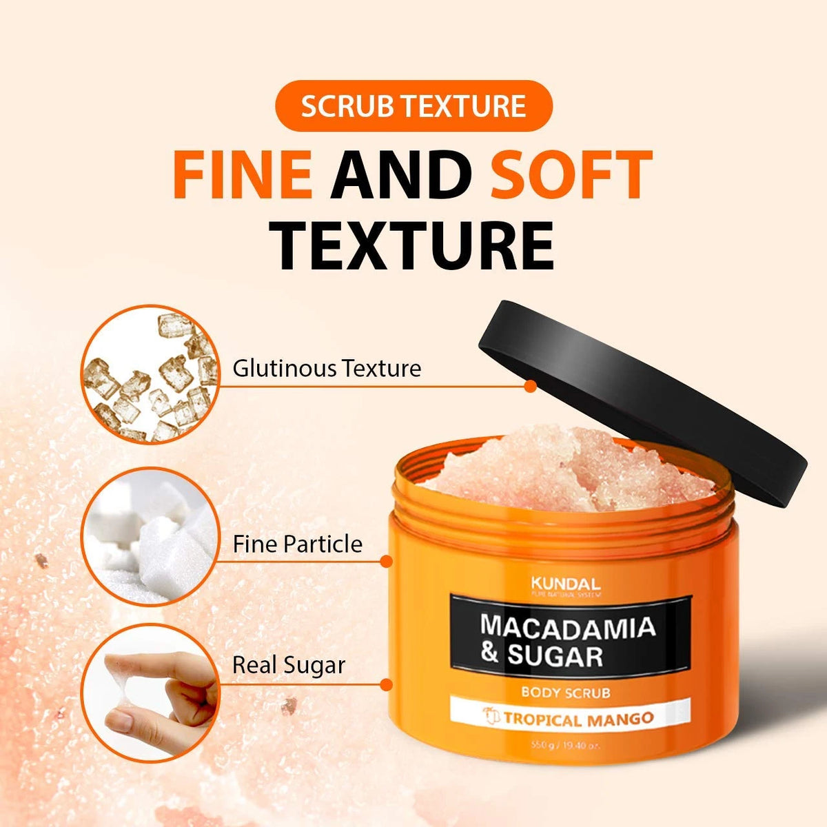 KUNDAL - Macadamia & Sugar Body Scrub | 550g