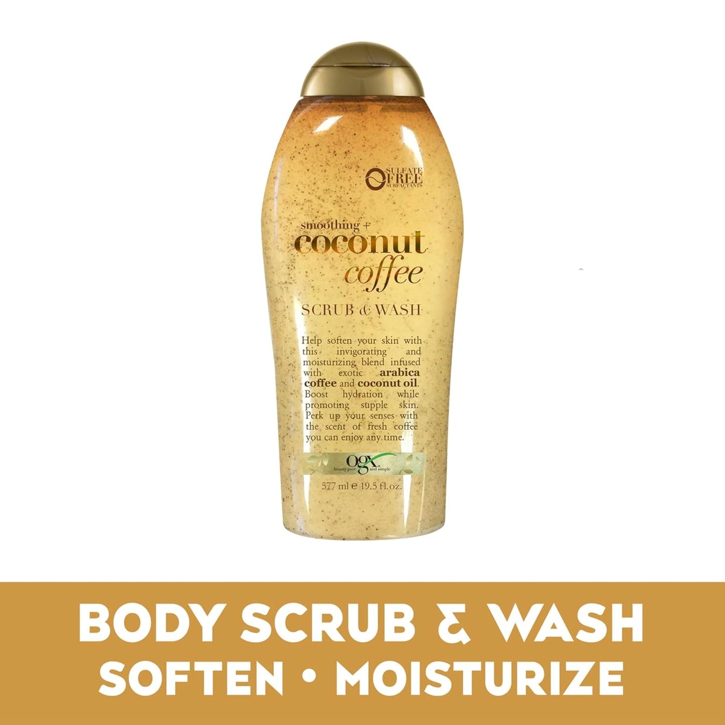 OGX - Smoothing + Coconut Coffee Exfoliating Body Scrub with Arabica Coffee & Coconut Oil | 577 mL