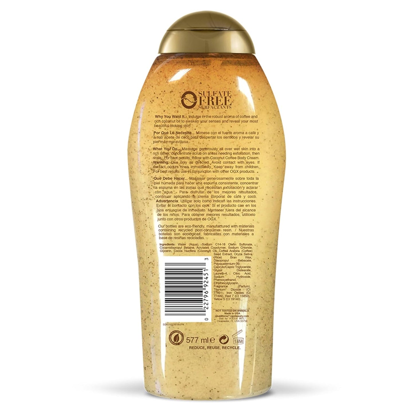 OGX - Smoothing + Coconut Coffee Exfoliating Body Scrub with Arabica Coffee & Coconut Oil | 577 mL