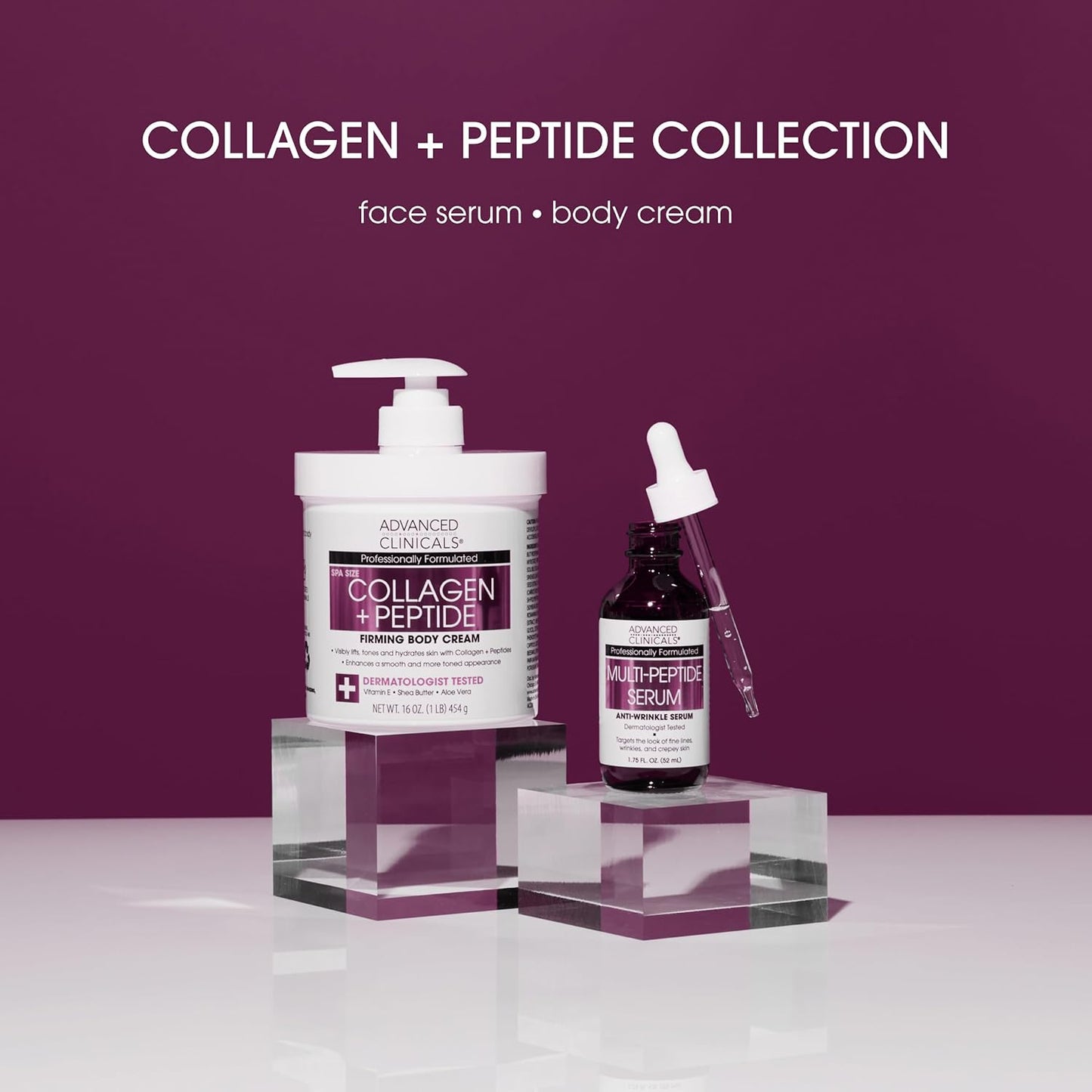 Advanced Clinicals - Collagen Peptides Body Lotion & Face Moisturizer | 454 g
