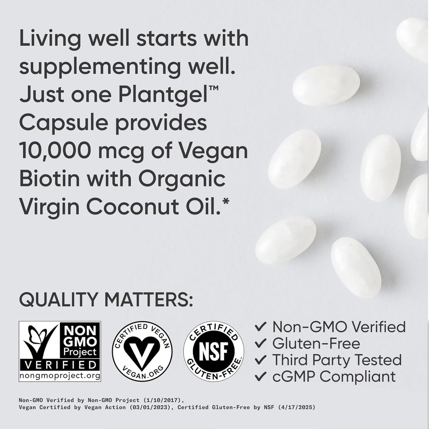 Sports Research - Biotin 10,000mcg with Organic Coconut Oil for Healthy Skin and Hair Support | 120 Softgels