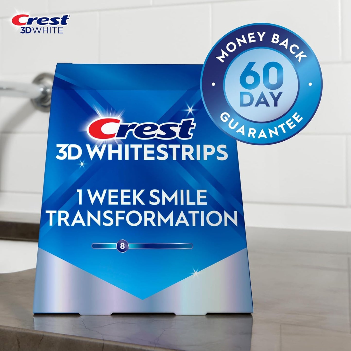 CREST 3D WHITESTRIPS 1 WEEK TRANSFORMATION 14 TREATMENTS, 8 LEVELS WHITER