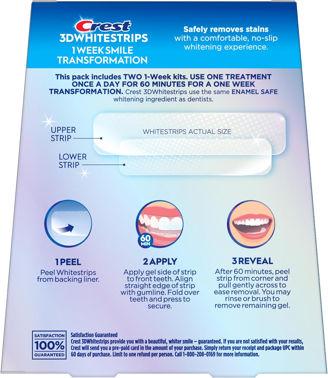 CREST 3D WHITESTRIPS 1 WEEK TRANSFORMATION 14 TREATMENTS, 8 LEVELS WHITER
