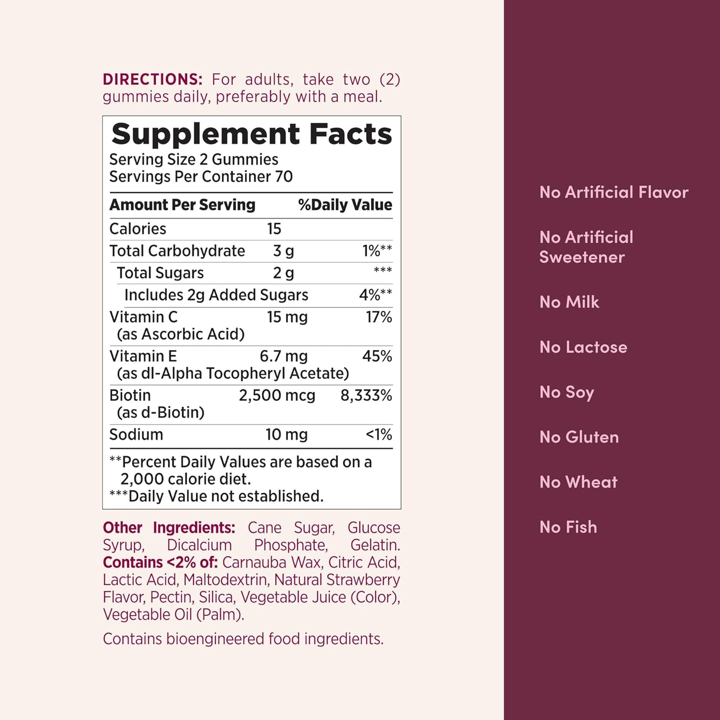 Nature's Bounty Hair, Skin & Nails with Biotin, Strawberry Gummies | 140 GUMMIES