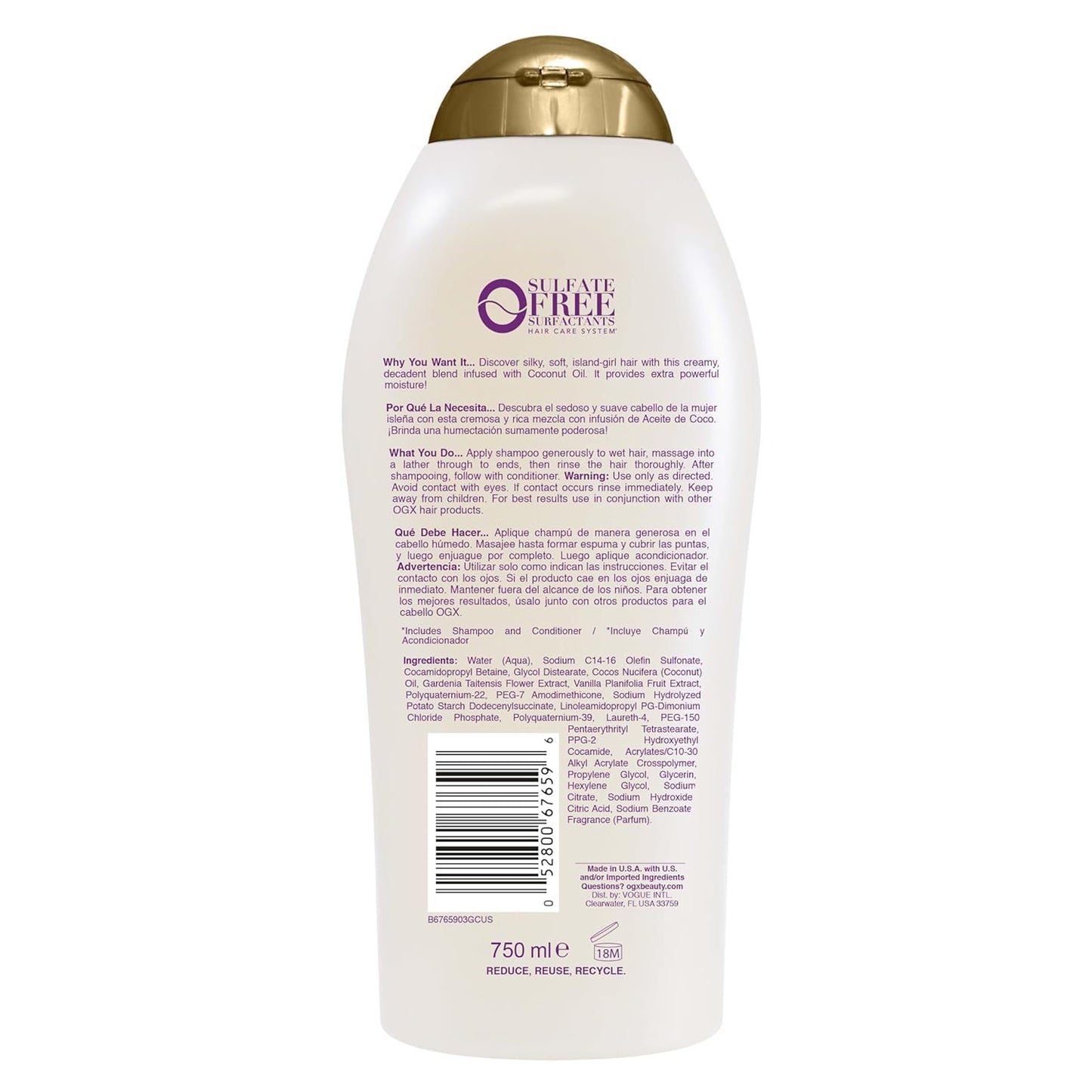 OGX - Extra Strength Damage Remedy + Coconut Miracle Oil Shampoo | 750 mL