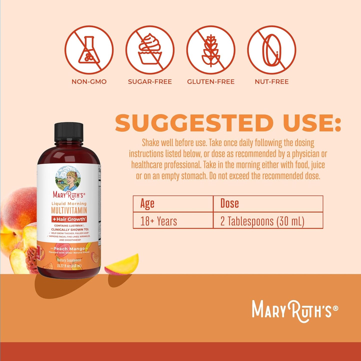 MARY RUTH'S - LIQUID MORNING MULTIVITAMIN + HAIR GROWTH | 450 ML