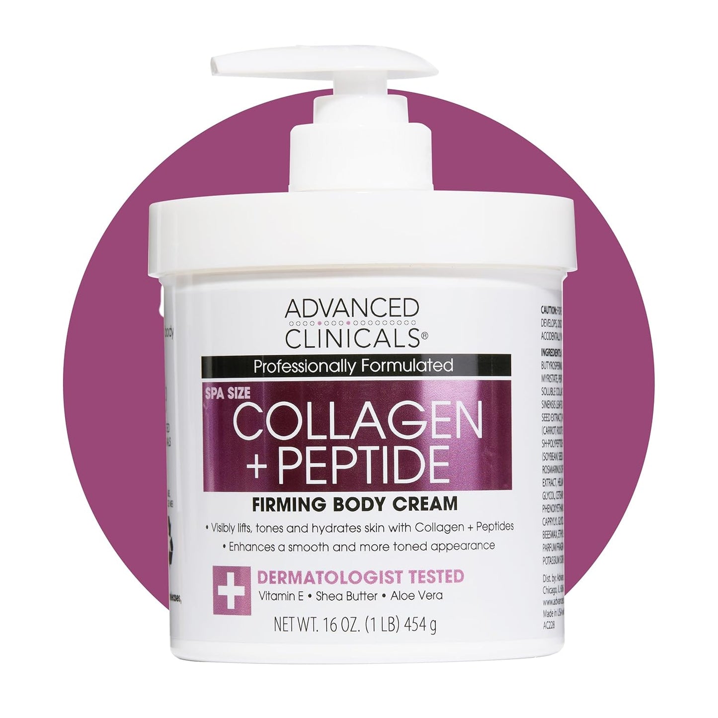 Advanced Clinicals - Collagen Peptides Body Lotion & Face Moisturizer | 454 g