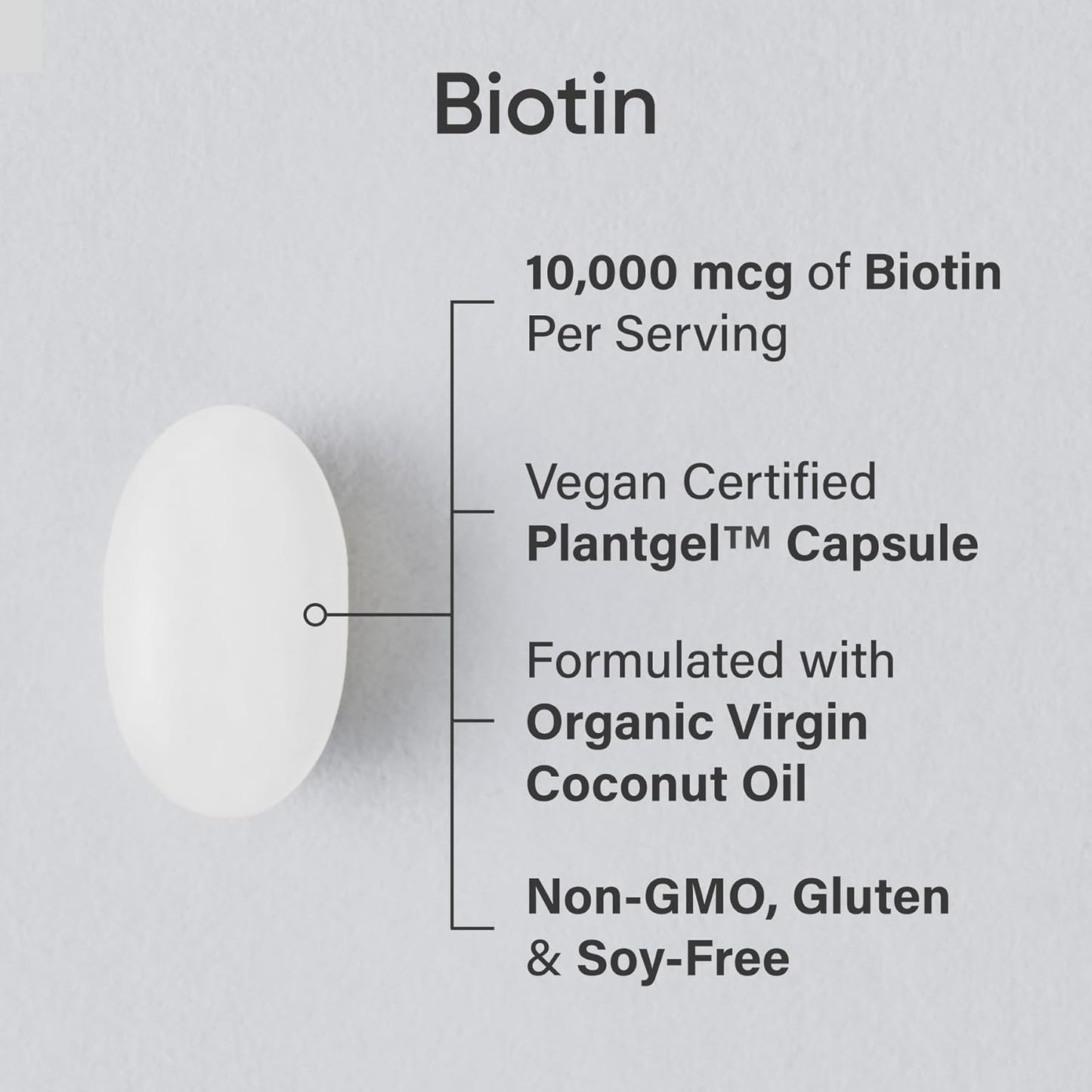 Sports Research - Biotin 10,000mcg with Organic Coconut Oil for Healthy Skin and Hair Support | 120 Softgels