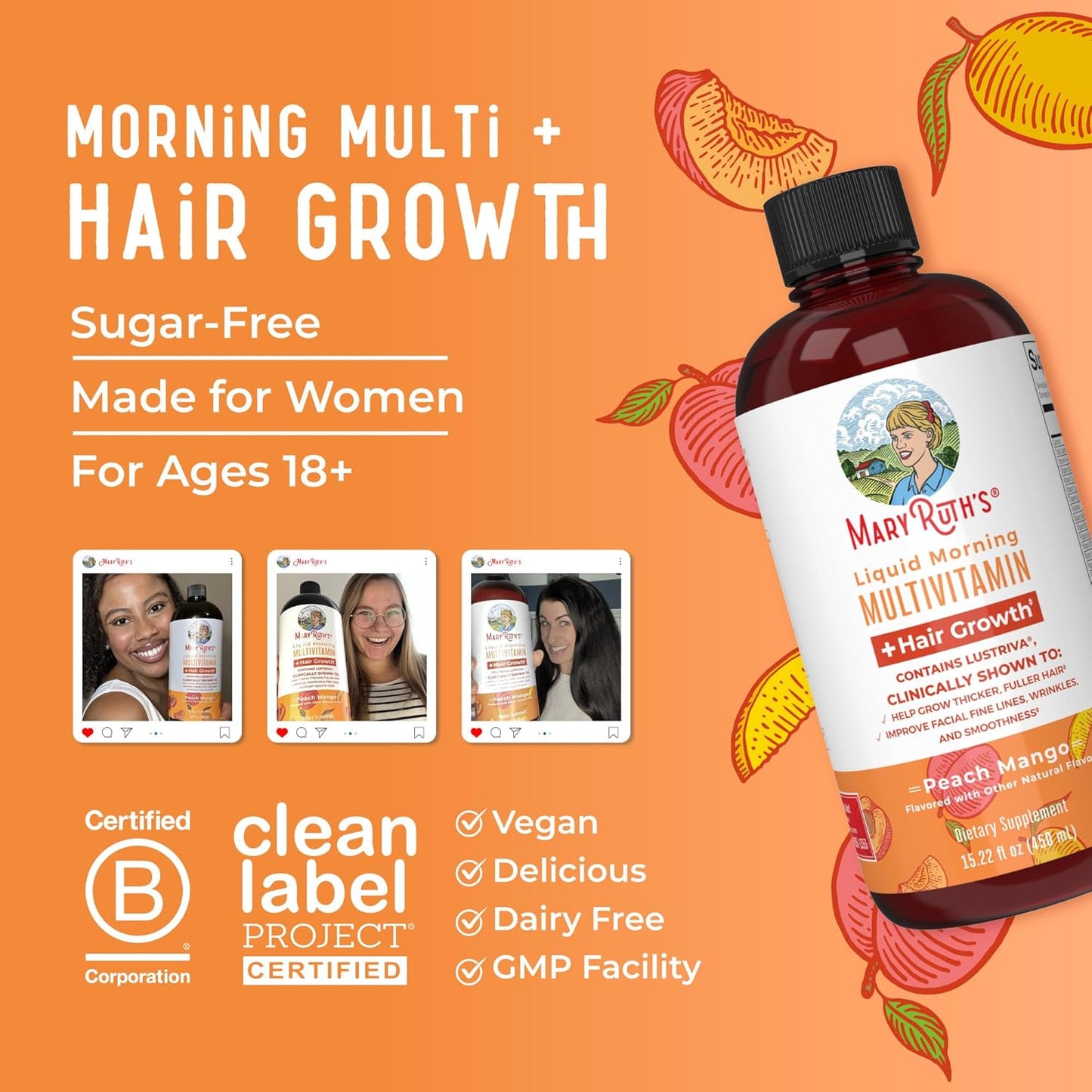 MARY RUTH'S - LIQUID MORNING MULTIVITAMIN + HAIR GROWTH | 450 ML