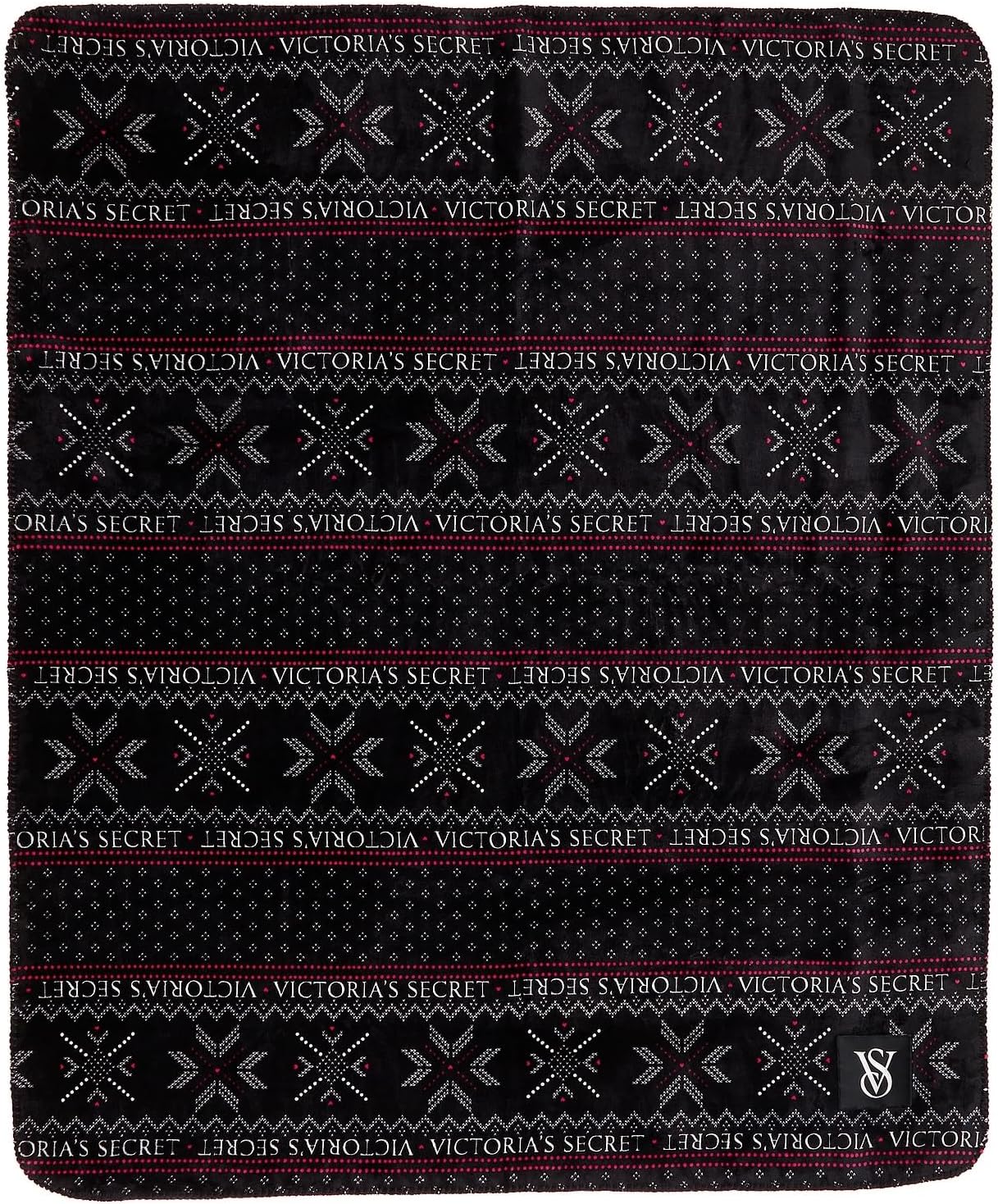 Victoria's Secret - Plush Blanket Size 127X152 CM | Black Fair Isle New