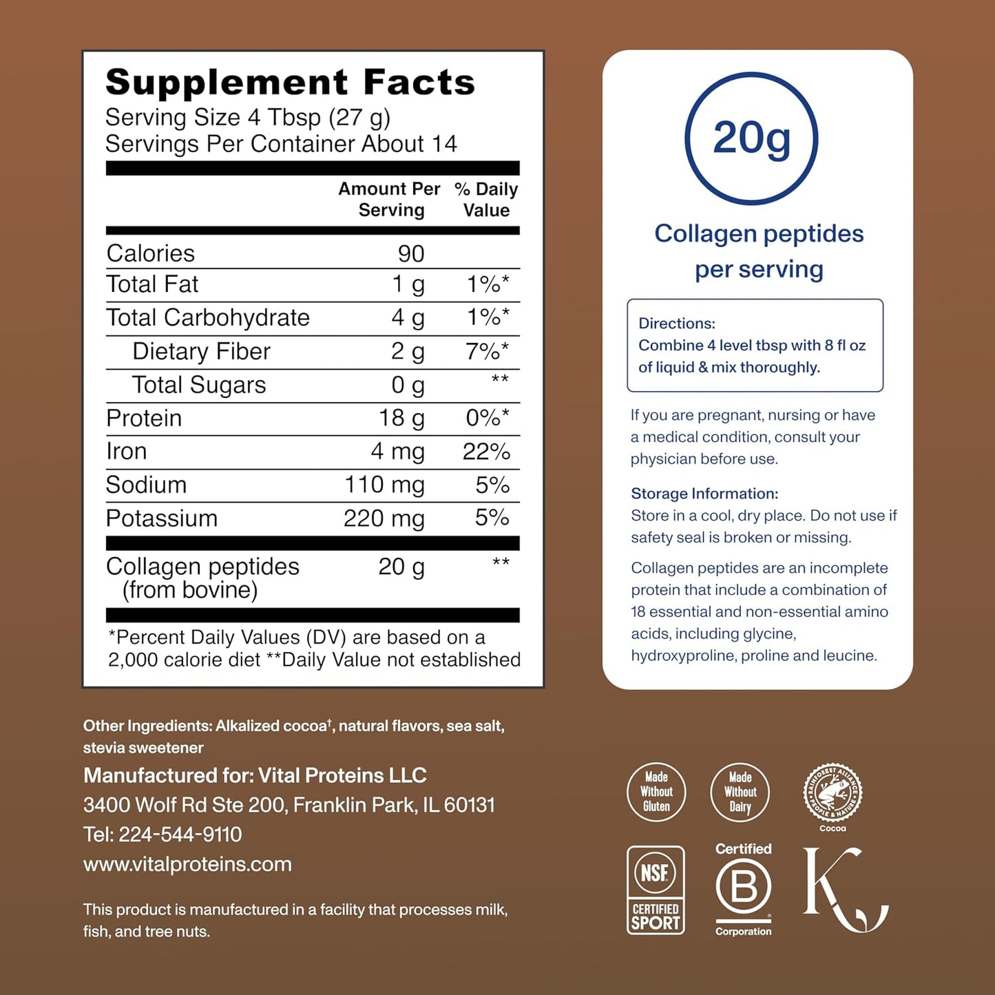 Vital Proteins - Chocolate Collagen Peptides | 383 g (US Version)