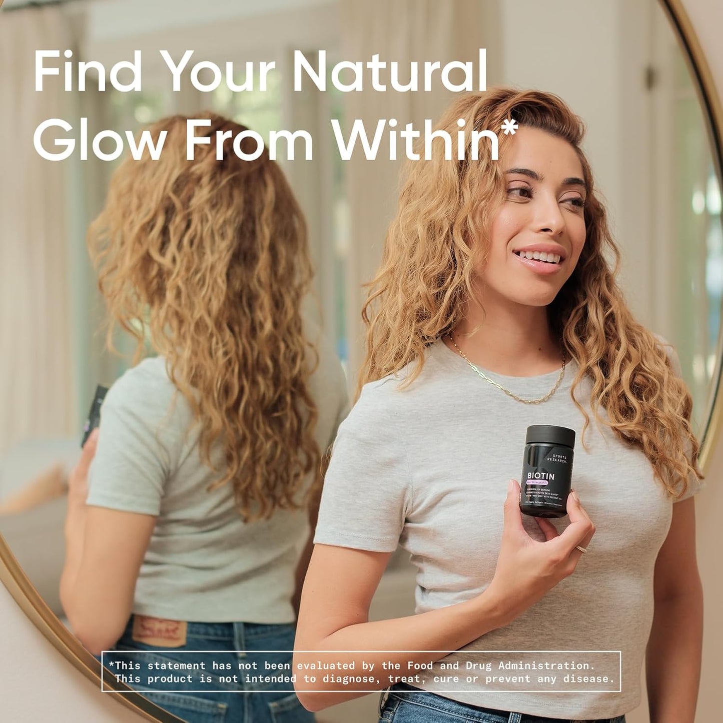 Sports Research - Biotin 10,000mcg with Organic Coconut Oil for Healthy Skin and Hair Support | 120 Softgels